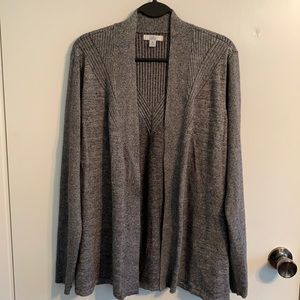 Gray Pointelle Open Front Cardigan